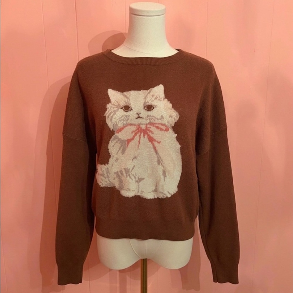 Moon & Madison Cat Bow Sweater